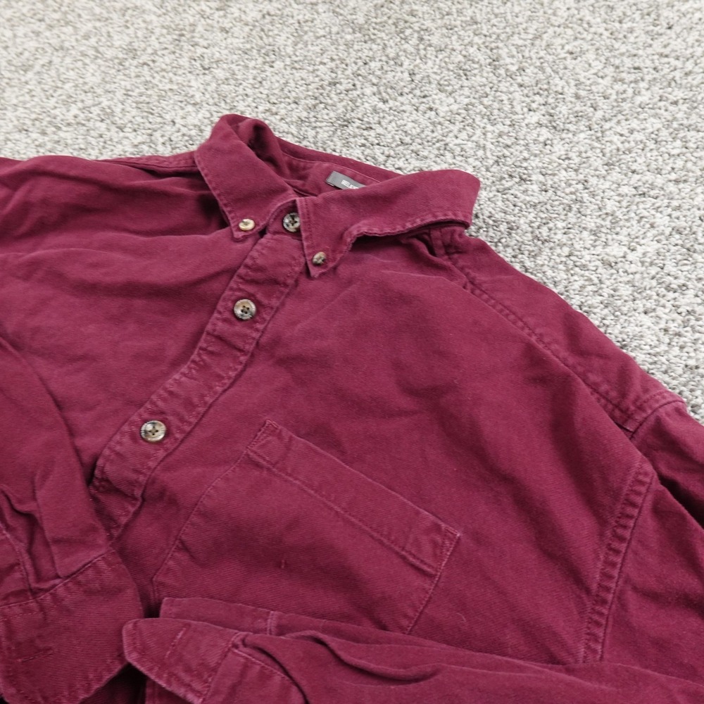 Eddie Bauer Shirt Mens L Red Chamois Relaxed Fit Button Up Long Sleeve‎ Cotton